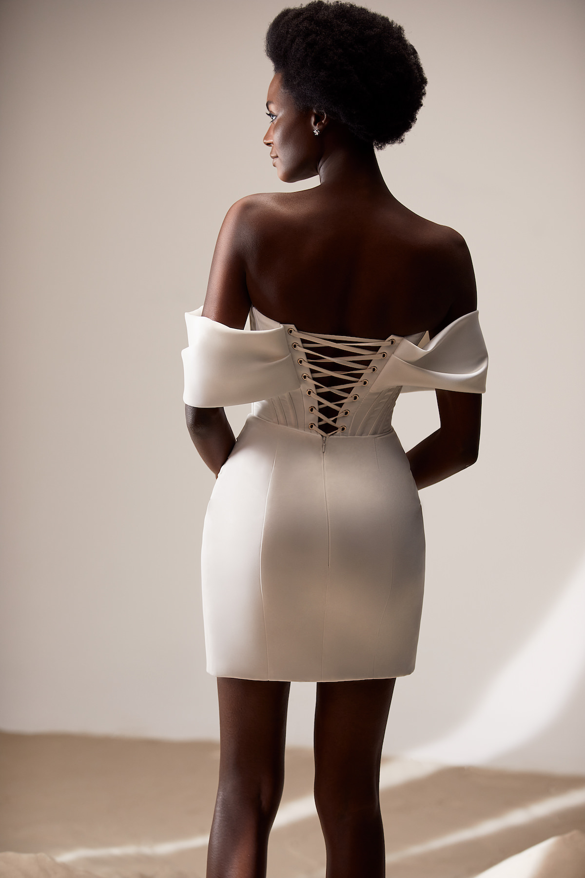 Modern short Wedding Dress by Milla Nova - Colette white lace