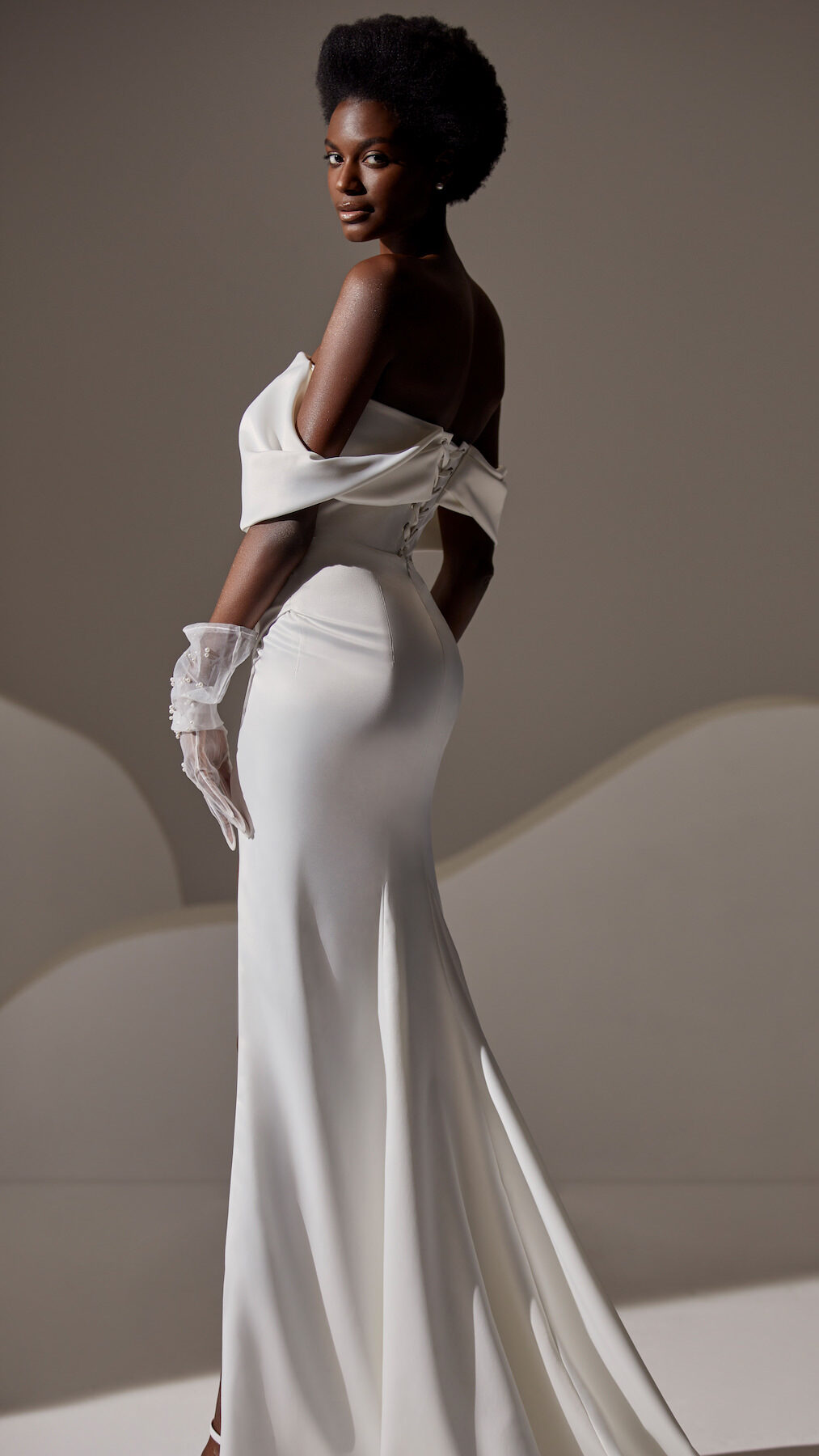 Off the shoulder Wedding Dress by Milla Nova - Azaria white lace
