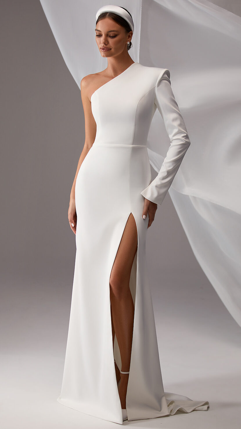 Simple Wedding Dress by Milla Nova - Zendaya White_Lace1626_1