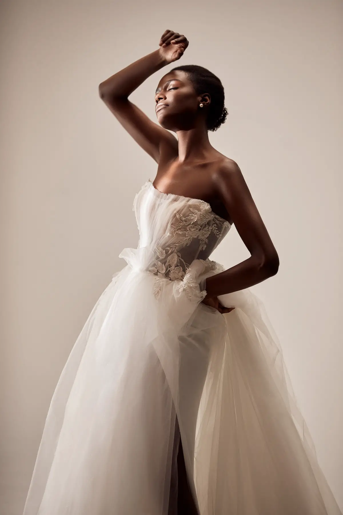 Strapless ball gown Wedding Dress by Milla Nova - Petra white lace day