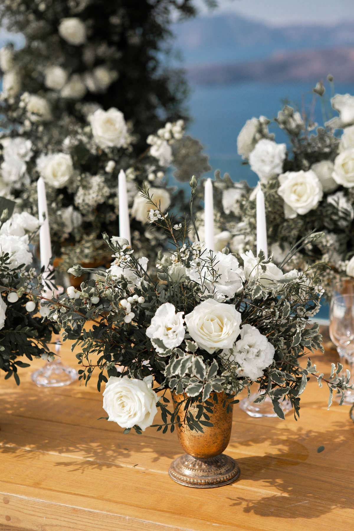 Greenery and white wedding centerpiece - Eva Rendl Photography