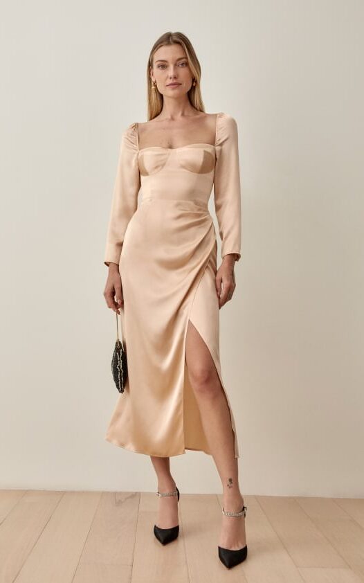 Knee lenght Champaign Bridesmaid Dress - Reformation