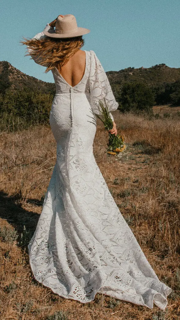 ong Sleeves Bohemian Wedding Dress by All Who Wander - Aston