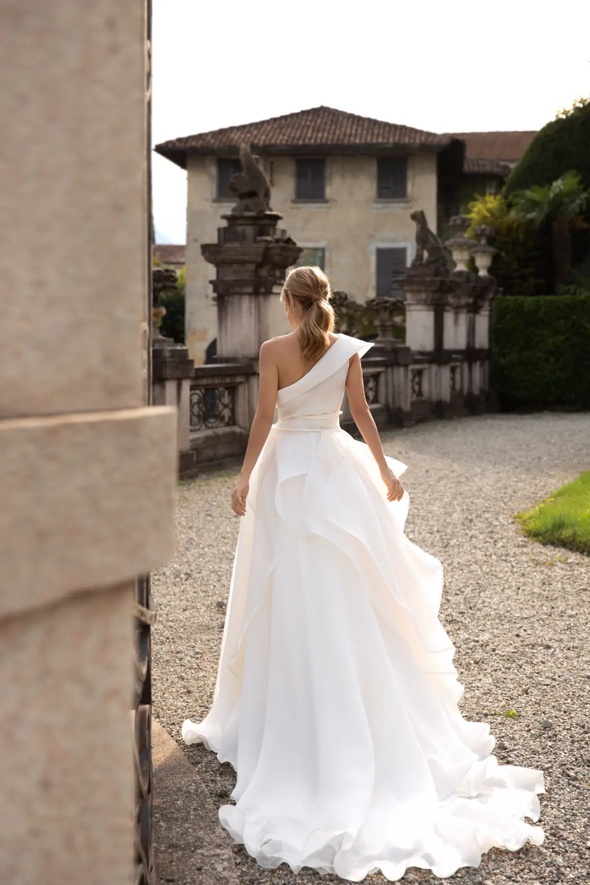 2023 Wedding Dress Trends - Asymmetrical Neckline - Pollardi - Distinction