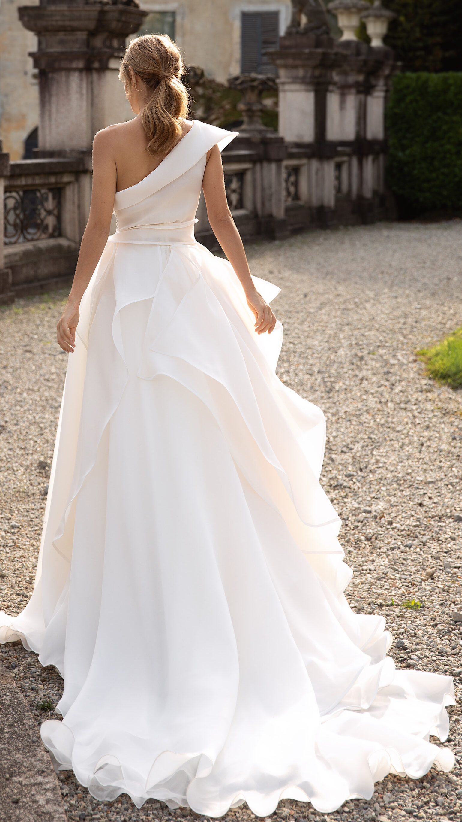 2023 Wedding Dress Trends - Asymmetrical Neckline - Pollardi - Distinction