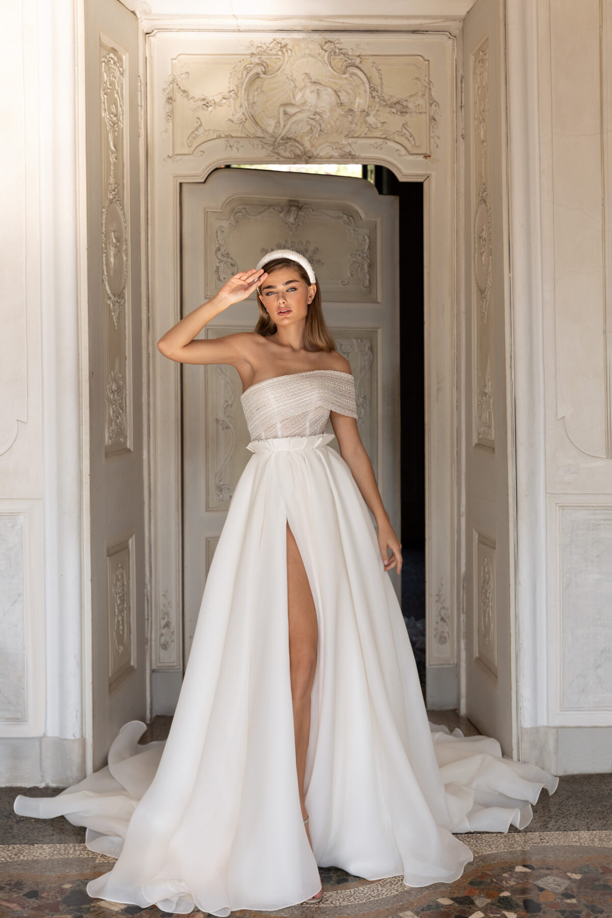 2023 Wedding Dress Trends - Asymmetrical Neckline - Pollardi - Mystery