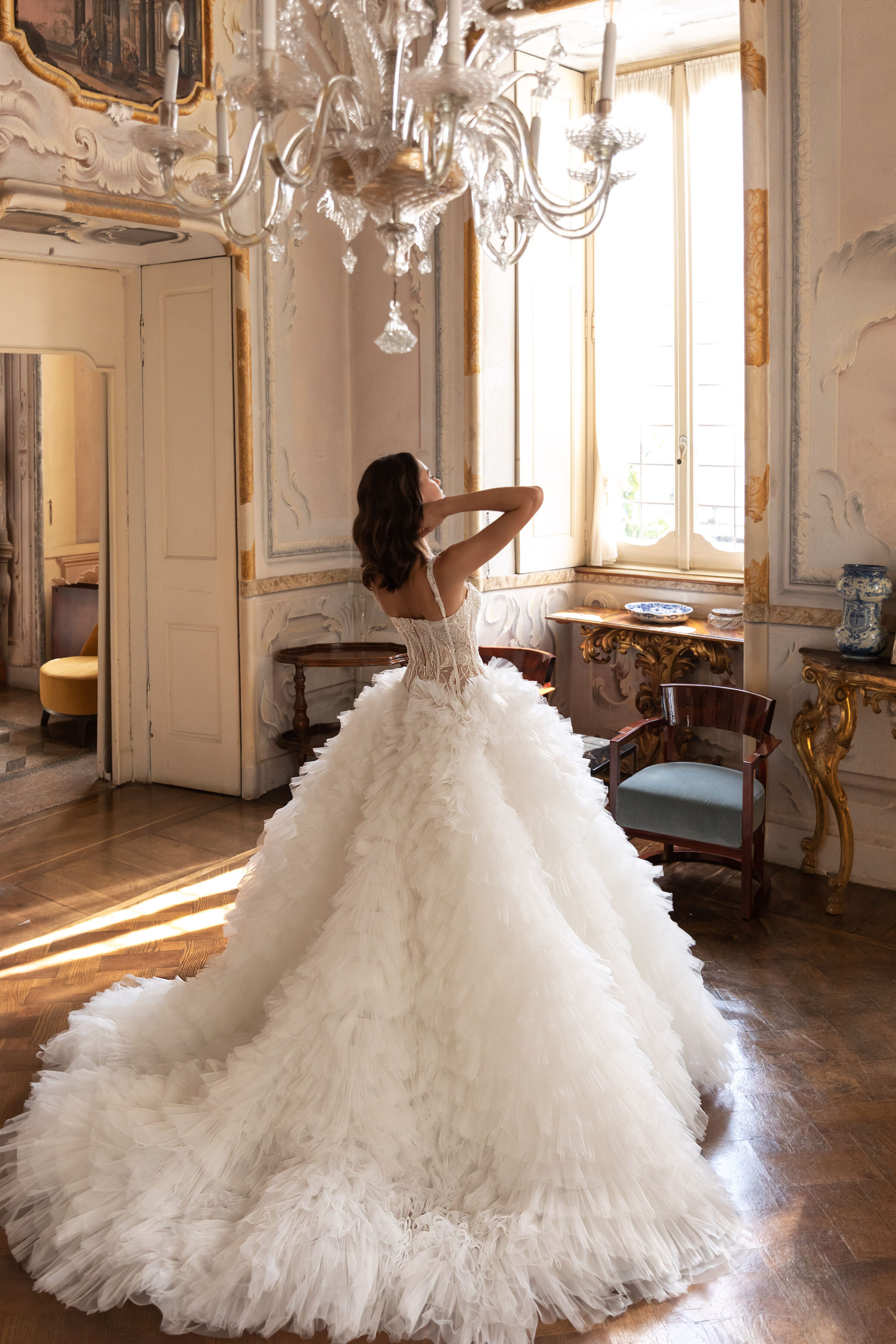 Ball gown off the shoulder elegant wedding dress with ruffles - Pollardi 2023 -Ilaria