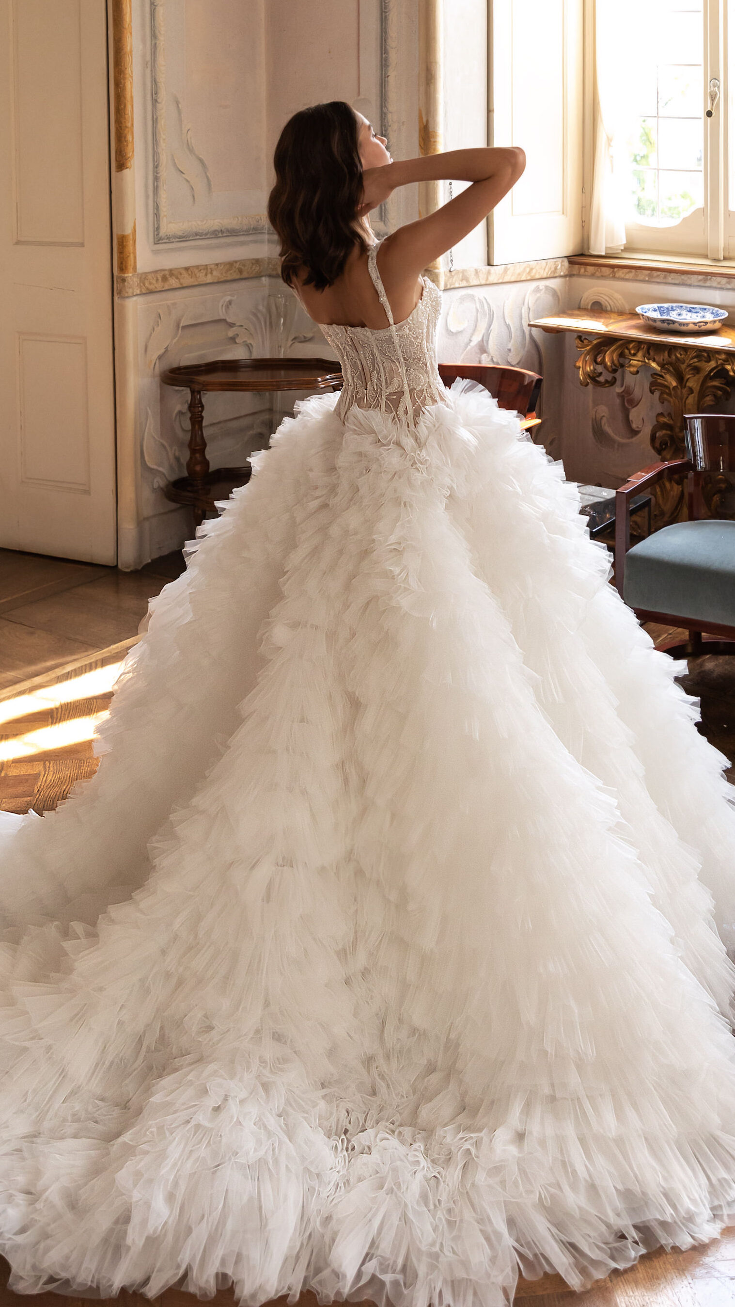 Ball gown off the shoulder elegant wedding dress with ruffles - Pollardi 2023 -Ilaria