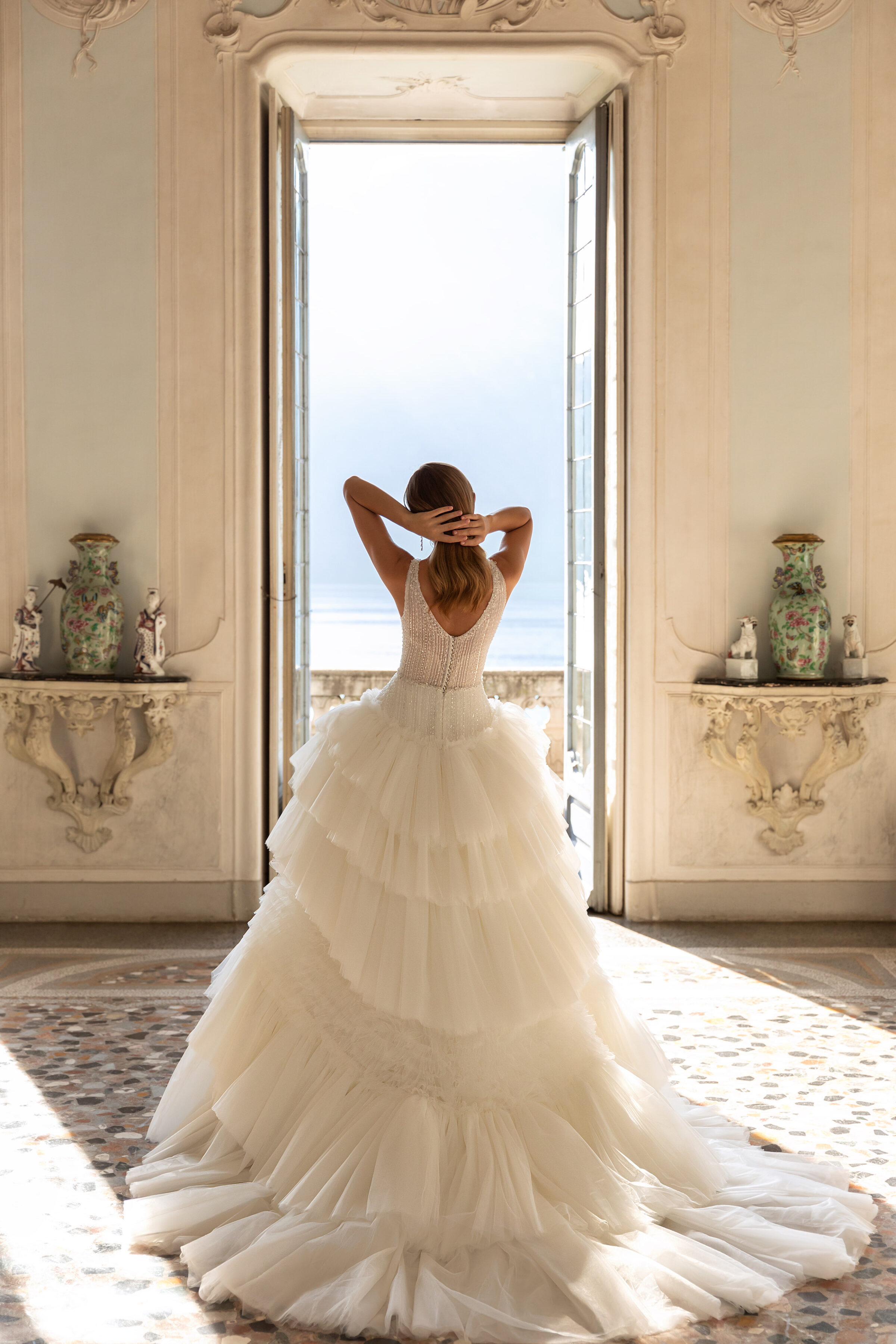 Elegant princess Ball gown wedding dress with ruffles - Pollardi 2023 -Nicoletta
