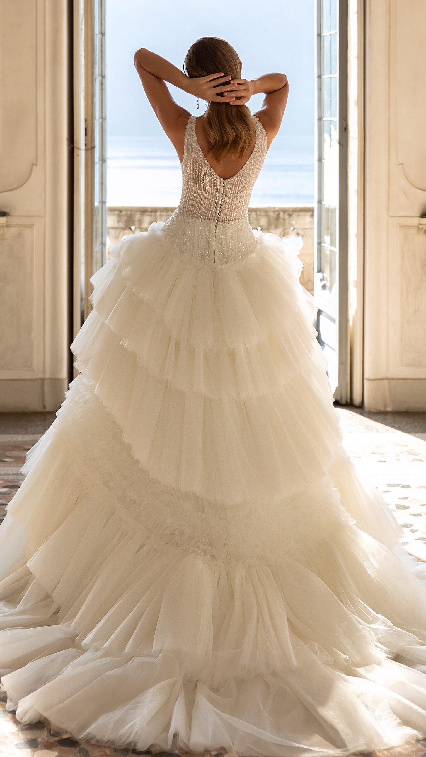 Elegant princess Ball gown wedding dress with ruffles - Pollardi 2023 -Nicoletta
