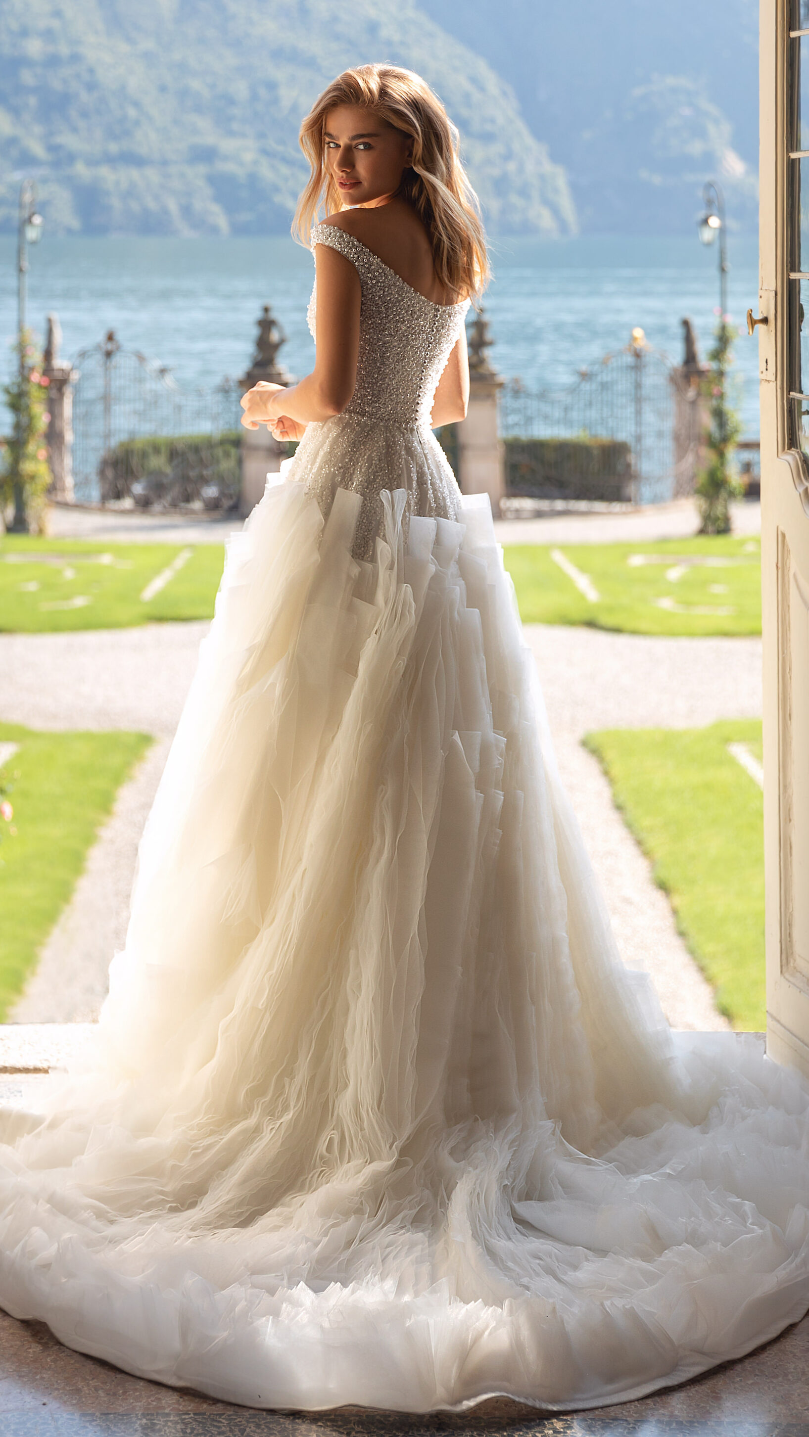 Elegant princess a-line wedding dress with ruffles - Pollardi 2023 -Orebella
