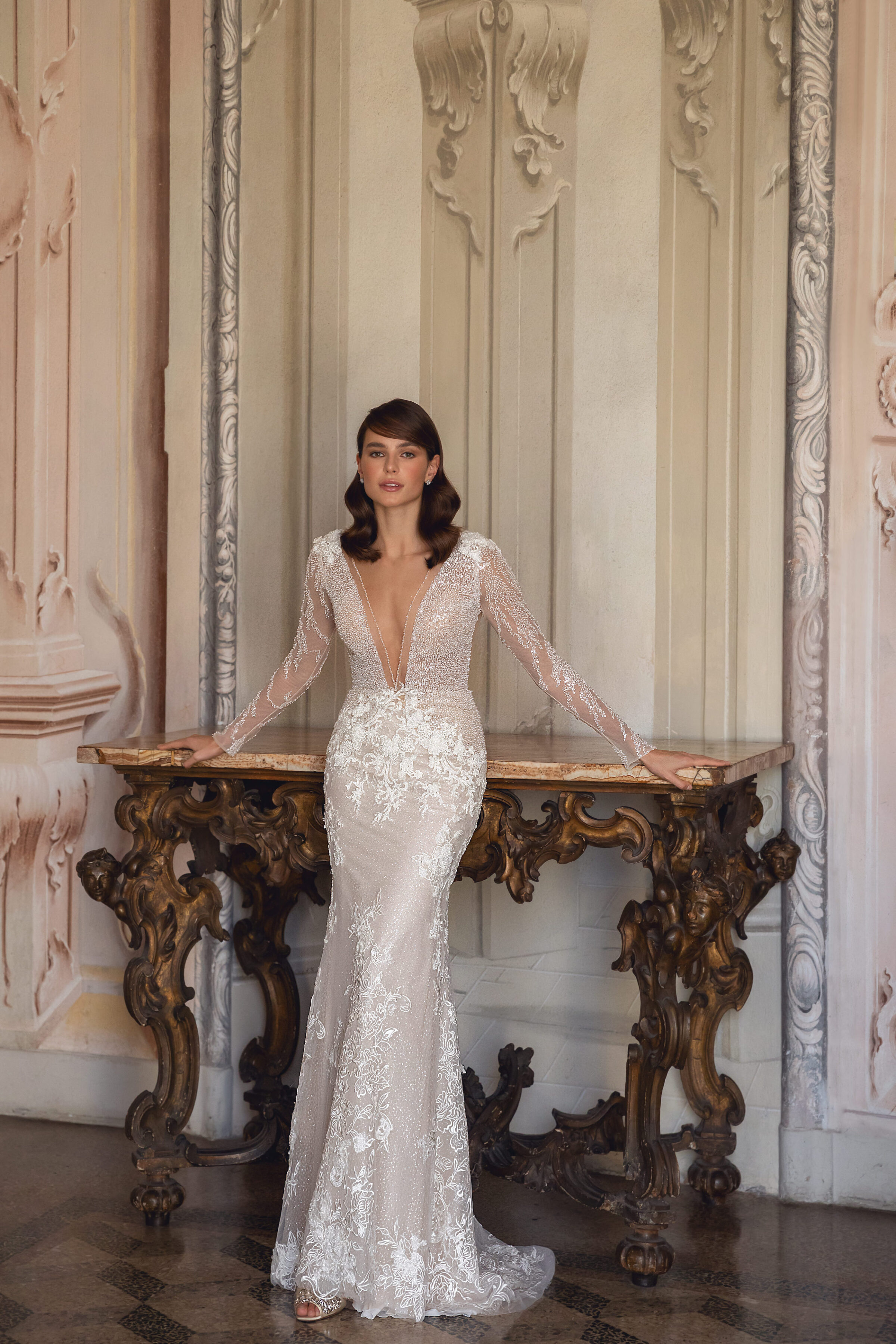 Lace mermaid wedding dress with ong sleeves - Domenica