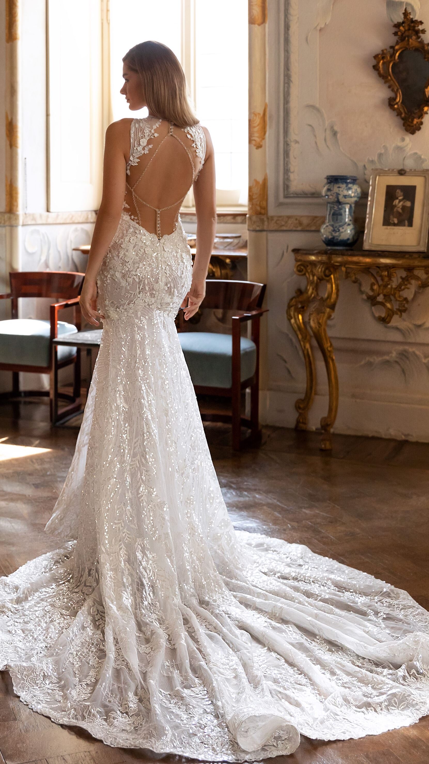 Lace open back mermaid wedding dress - Pollardi 2023 -Susana