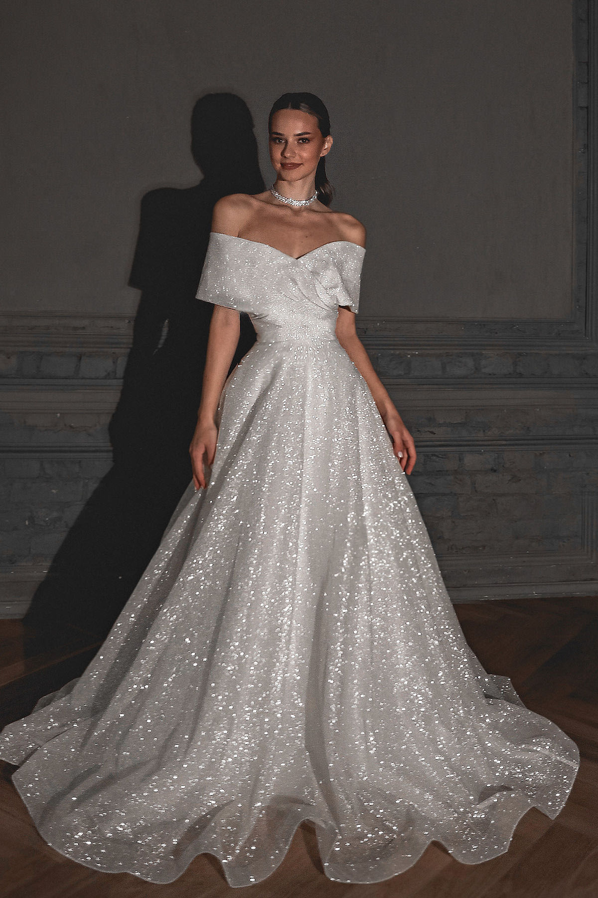 Shimmering Off-the-Shoulder Wedding Dress Melanie by Olivia Bottega