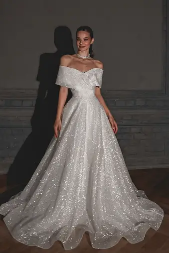 Glitter Mermaid Wedding Dress Lovisa with Detachable Bow – Olivia