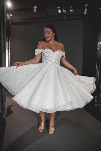 Glitter Mermaid Wedding Dress Lovisa with Detachable Bow – Olivia