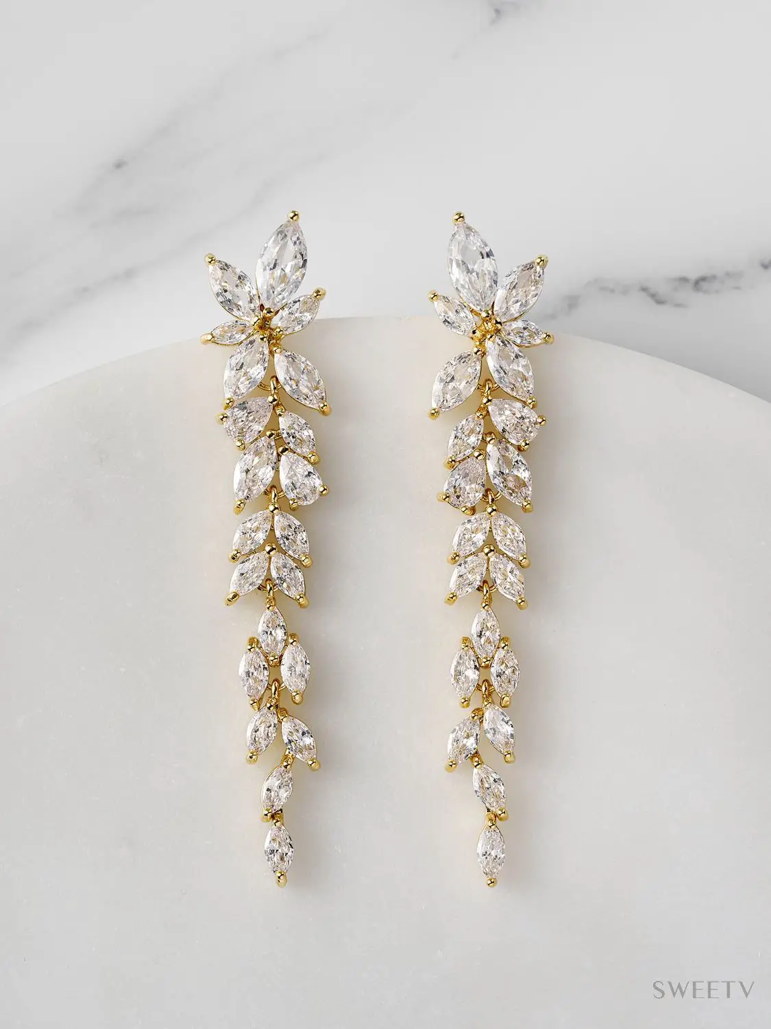 Gold Bridal Earrings - Sweetv